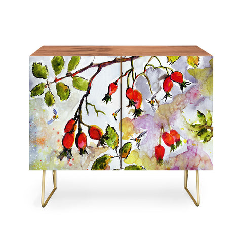 Ginette Fine Art Rose Hips and Bees Credenza