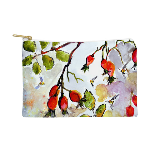 Ginette Fine Art Rose Hips and Bees Pouch
