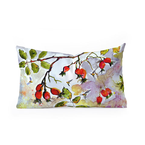 Ginette Fine Art Rose Hips and Bees Oblong Throw Pillow