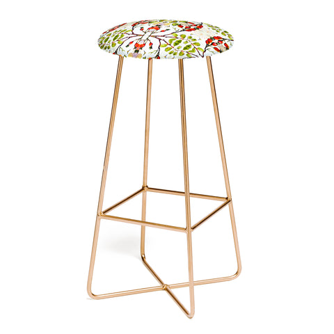 Ginette Fine Art Rose Hips and Bees Pattern Bar Stool