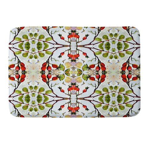 Ginette Fine Art Rose Hips and Bees Pattern Memory Foam Bath Mat