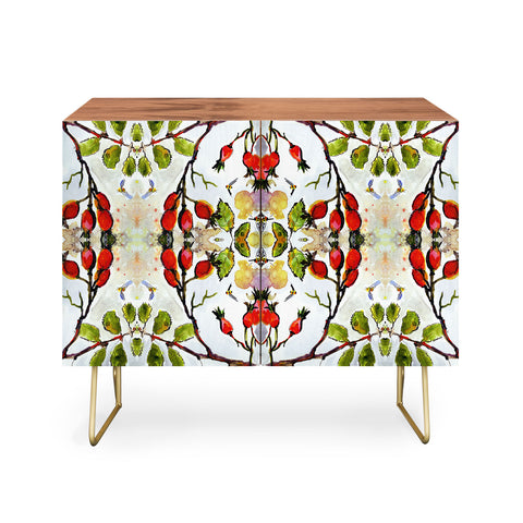 Ginette Fine Art Rose Hips and Bees Pattern Credenza