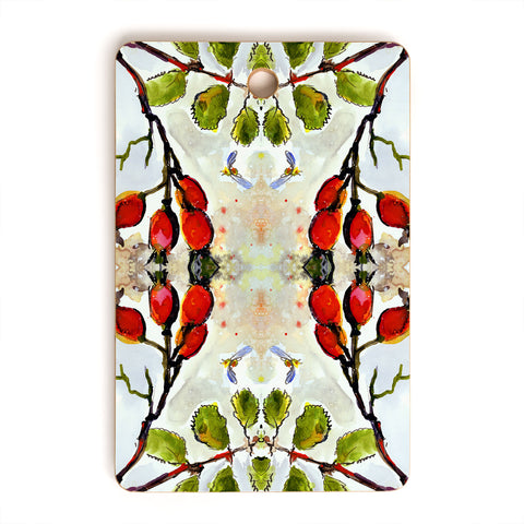 Ginette Fine Art Rose Hips and Bees Pattern Cutting Board Rectangle