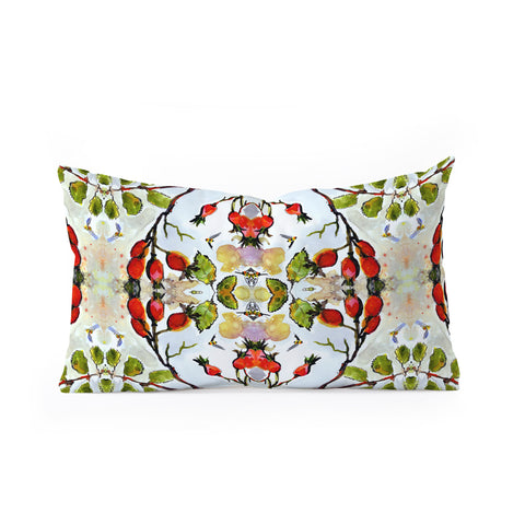 Ginette Fine Art Rose Hips and Bees Pattern Oblong Throw Pillow