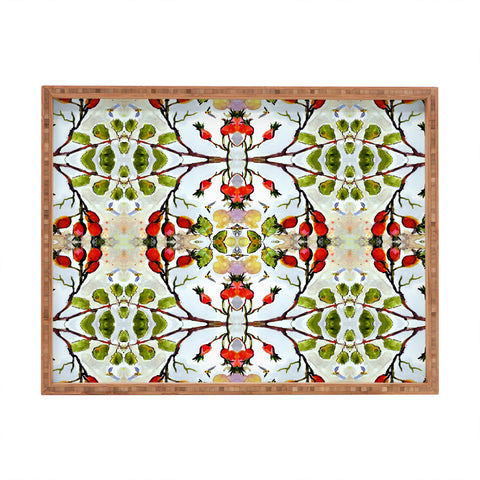 Ginette Fine Art Rose Hips and Bees Pattern Rectangular Tray