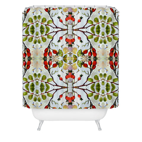Ginette Fine Art Rose Hips and Bees Pattern Shower Curtain