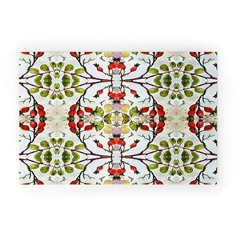 Ginette Fine Art Rose Hips and Bees Pattern Welcome Mat