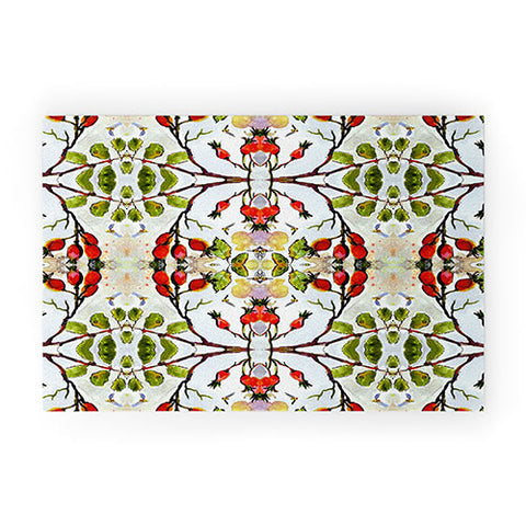 Ginette Fine Art Rose Hips and Bees Pattern Welcome Mat