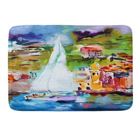 Ginette Fine Art Sailing Past Vernazza Italy Memory Foam Bath Mat