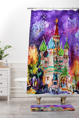 Ginette Fine Art Saint Basils Cathedral Russia Shower Curtain And Mat