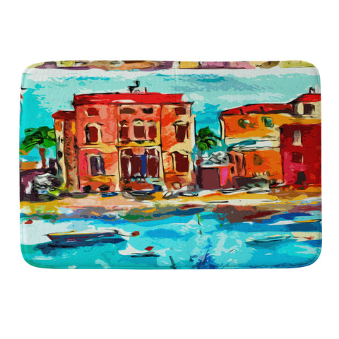 Ginette Fine Art Sestri Levante Italy Red House Memory Foam Bath Mat