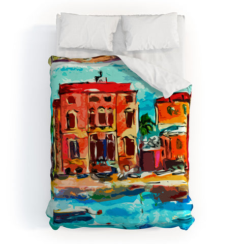 Ginette Fine Art Sestri Levante Italy Red House Duvet Cover