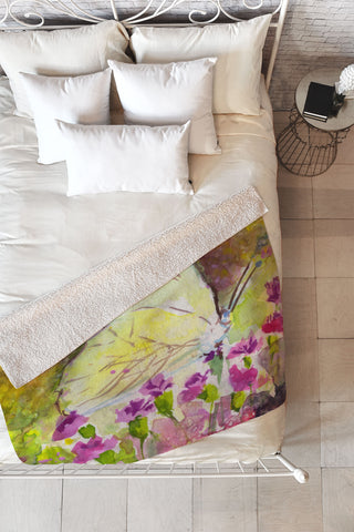 Ginette Fine Art Southern White Butterfly Fleece Throw Blanket