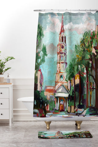 Ginette Fine Art St Phillips Church Charles Shower Curtain And Mat