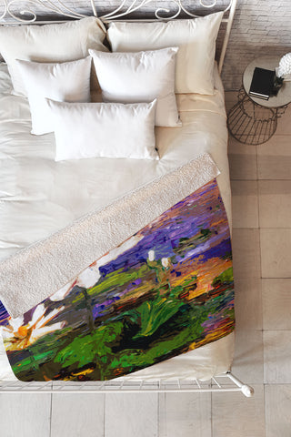 Ginette Fine Art Summer Lotus Garden Fleece Throw Blanket