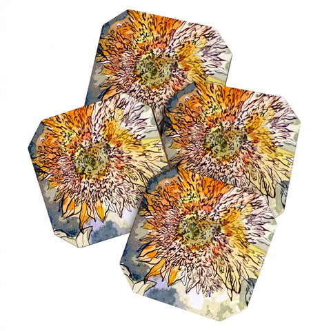 Ginette Fine Art Sunflower Prickly Face Coaster Set