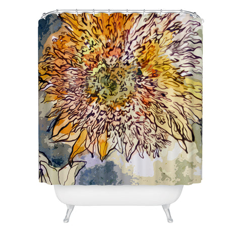 Ginette Fine Art Sunflower Prickly Face Shower Curtain