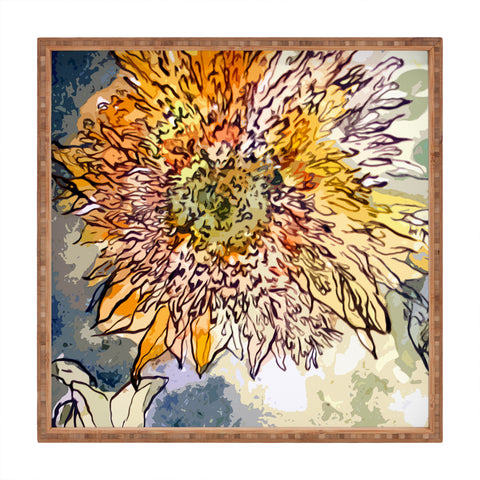 Ginette Fine Art Sunflower Prickly Face Square Tray