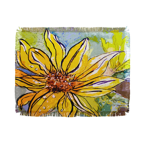 Ginette Fine Art Sunflower Yellow Ribbon Throw Blanket