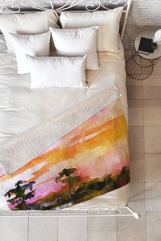 Ginette Fine Art Sunset In The Wetlands Fleece Throw Blanket