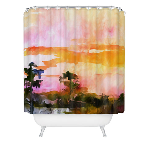 Ginette Fine Art Sunset In The Wetlands Shower Curtain