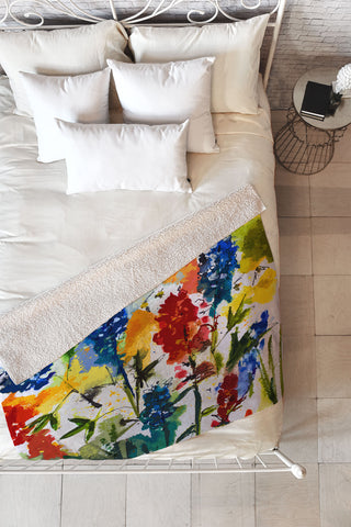 Ginette Fine Art Texas Blue Bonnets Fleece Throw Blanket