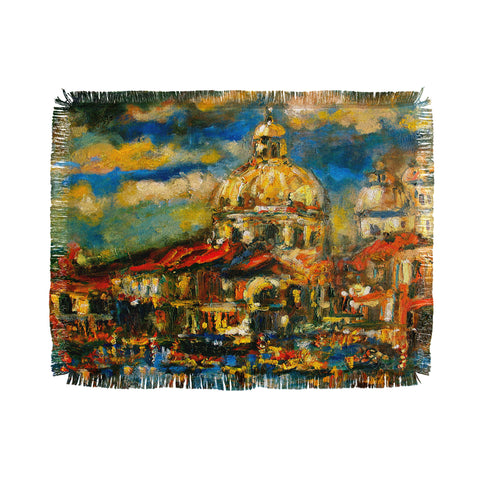 Ginette Fine Art Venice At Night Throw Blanket