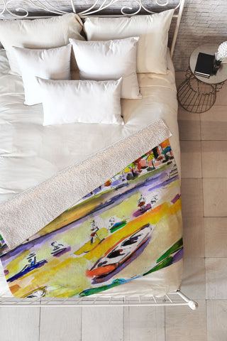 Ginette Fine Art Vernazza Beach Fleece Throw Blanket