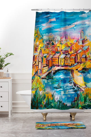 Ginette Fine Art Vernazza Shower Curtain And Mat