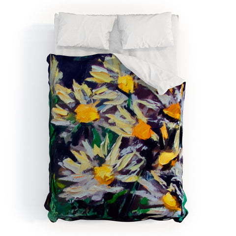 Ginette Fine Art White Daisies Duvet Cover