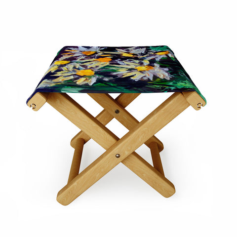 Ginette Fine Art White Daisies Folding Stool