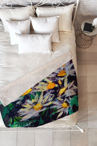 Ginette Fine Art White Daisies Fleece Throw Blanket