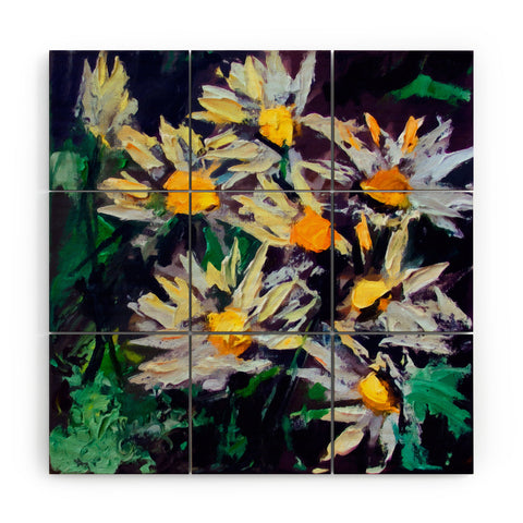 Ginette Fine Art White Daisies Wood Wall Mural