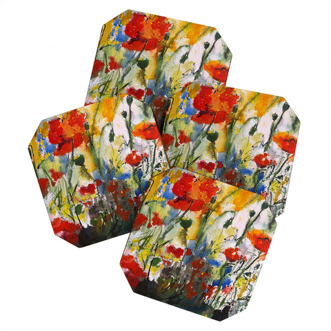 Ginette Fine Art Wildflowers Poppies 1 Coaster Set