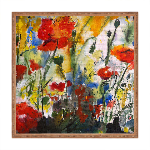 Ginette Fine Art Wildflowers Poppies 1 Square Tray