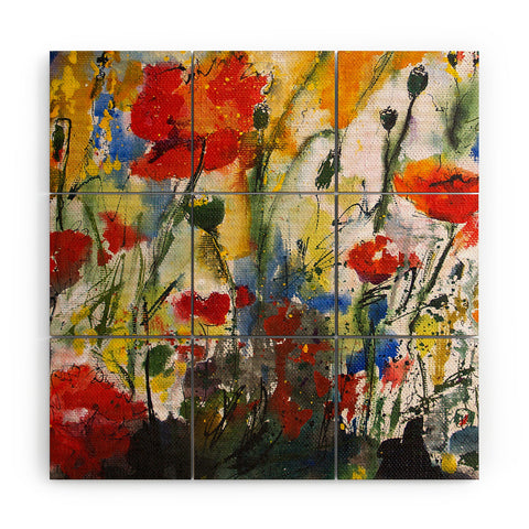 Ginette Fine Art Wildflowers Poppies 1 Wood Wall Mural