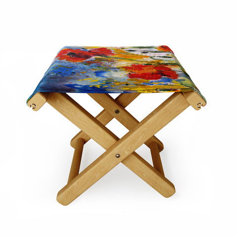 Ginette Fine Art Wildflowers Poppies 2 Folding Stool