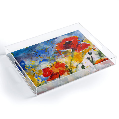 Ginette Fine Art Wildflowers Poppies 2 Acrylic Tray