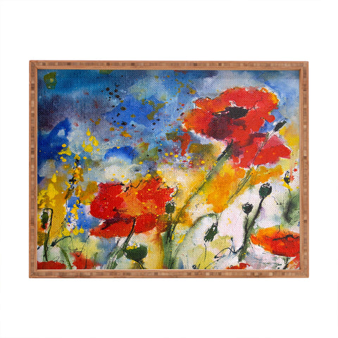 Ginette Fine Art Wildflowers Poppies 2 Rectangular Tray