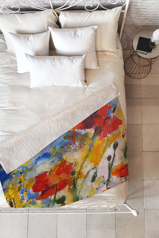 Ginette Fine Art Wildflowers Poppies 2 Fleece Throw Blanket