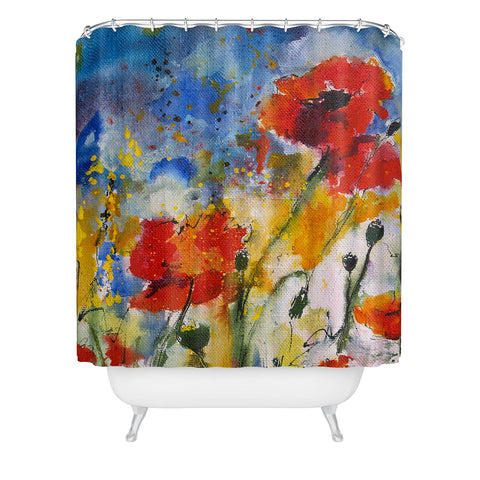 Ginette Fine Art Wildflowers Poppies 2 Shower Curtain