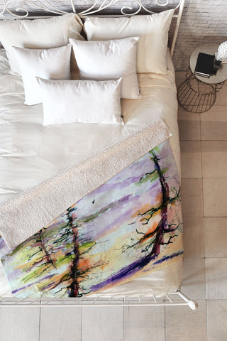 Ginette Fine Art Winter Trees Fleece Throw Blanket