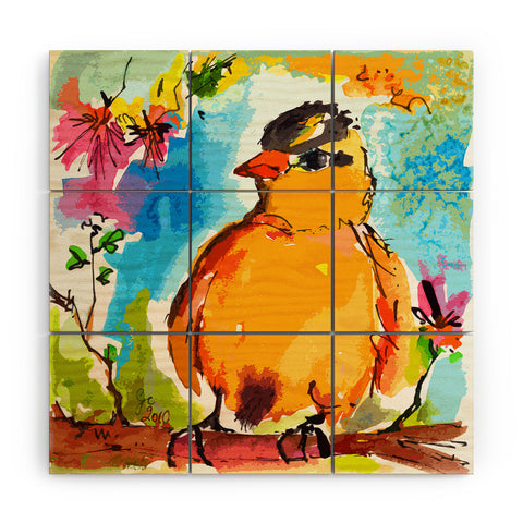 Ginette Fine Art Yellow Bird Wood Wall Mural