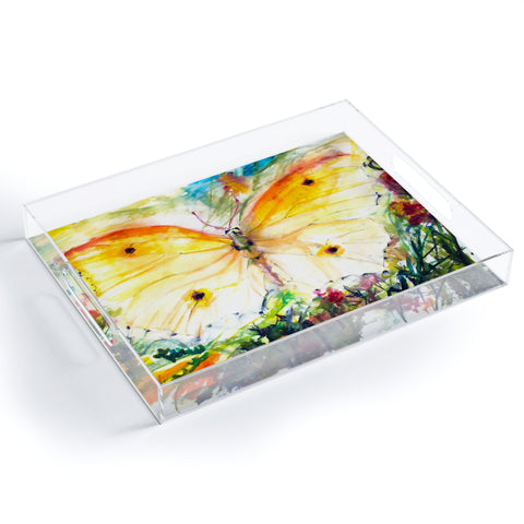 Ginette Fine Art Yellow Butterfly Acrylic Tray