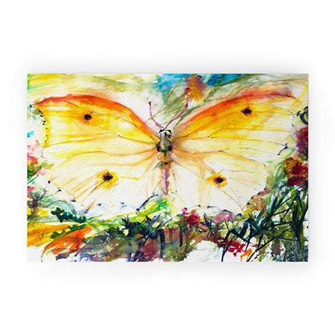 Ginette Fine Art Yellow Butterfly Welcome Mat