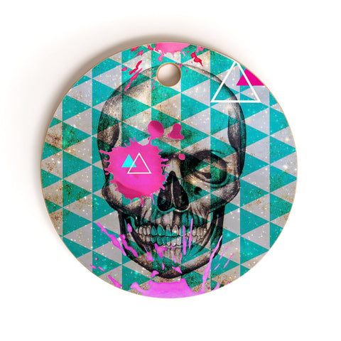 Ginger Pigg Neon Skull Cutting Board Round