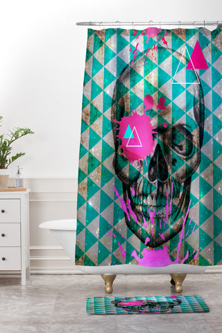 Ginger Pigg Neon Skull Shower Curtain And Mat