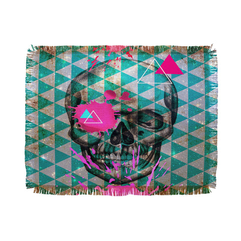 Ginger Pigg Neon Skull Throw Blanket