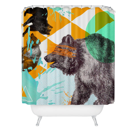 Ginger Pigg Patchwork Bear Shower Curtain
