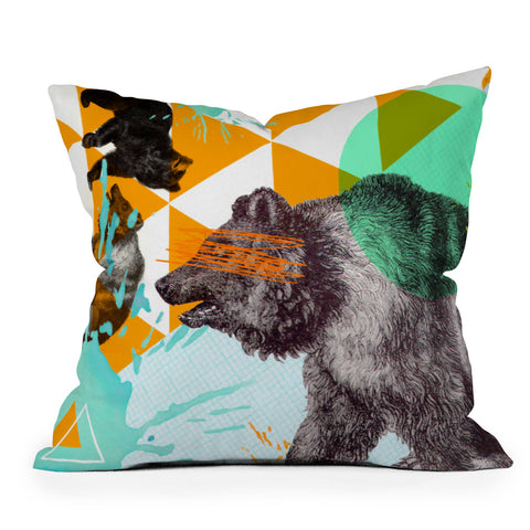Ginger Pigg Patchwork Bear Throw Pillow